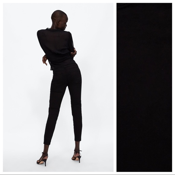 NWT. Zara Black Cotton Trousers. Size 6. - Picture 2 of 11